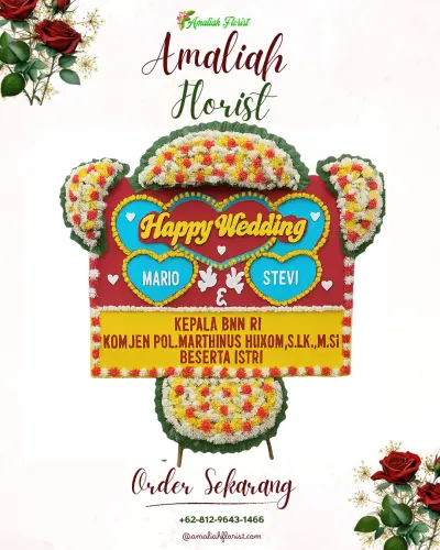 Karangan Papan Bunga Pernikahan di Jubang